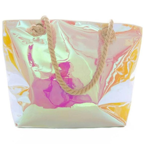 The Beach Bag Ladies Handbags - Holographic Canvas Beach Bag